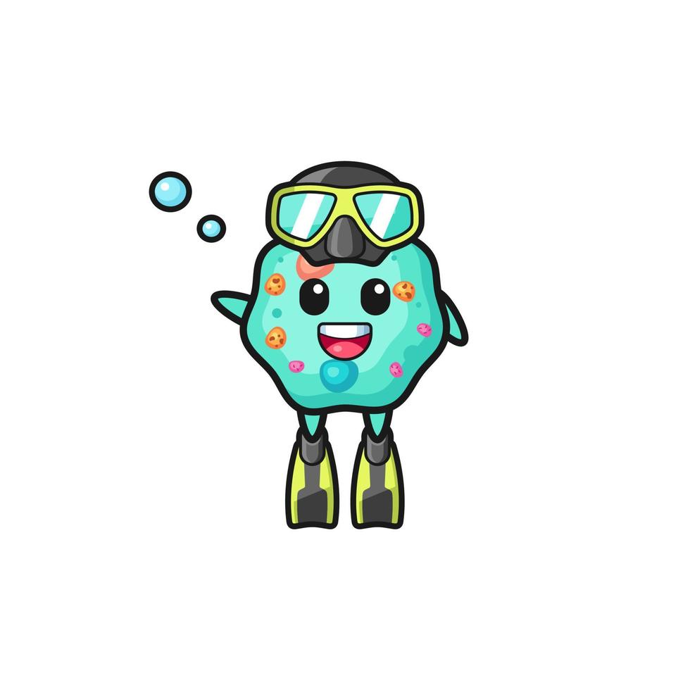 the amoeba diver cartoon character vector