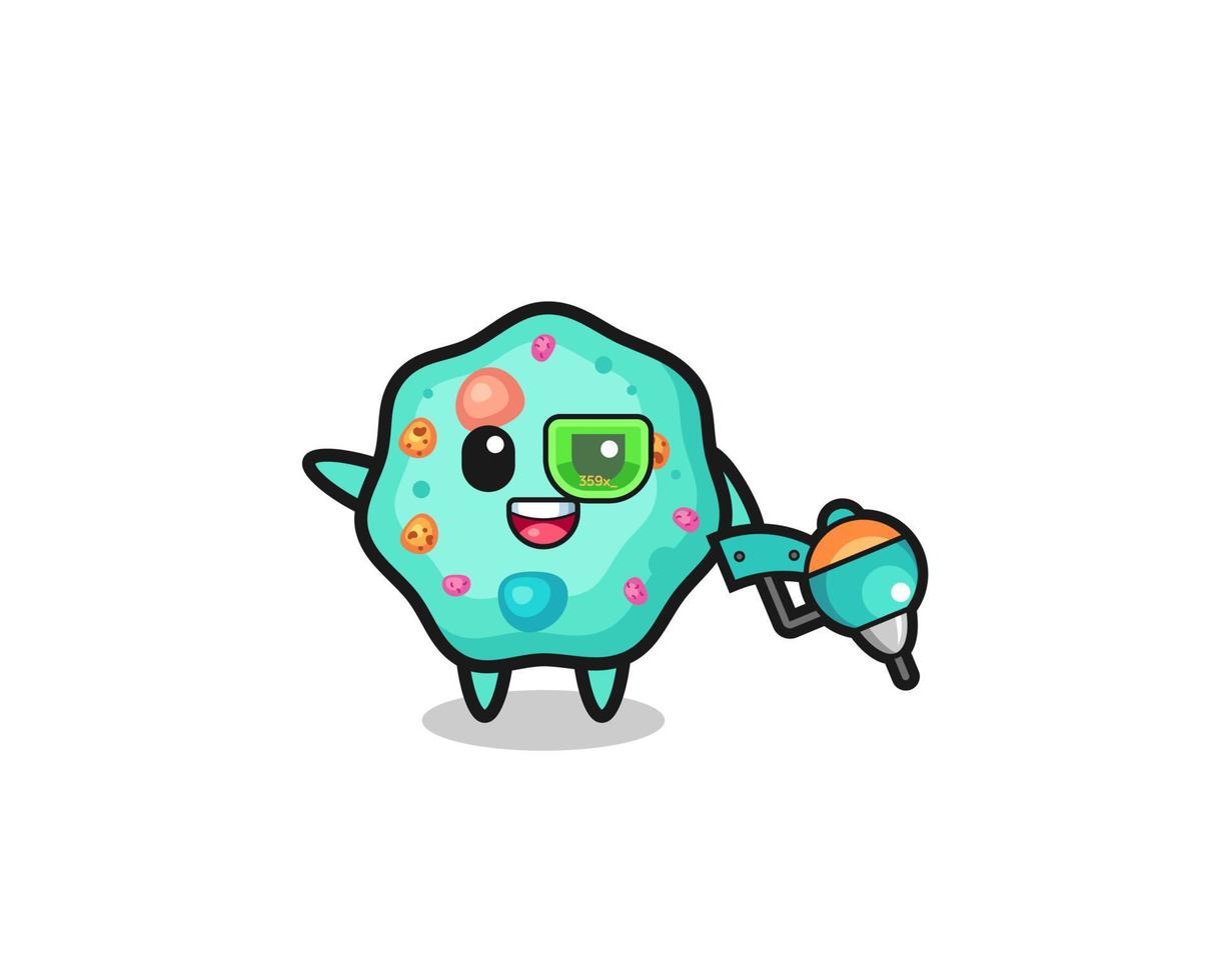 amoeba cartoon as future warrior mascot vector