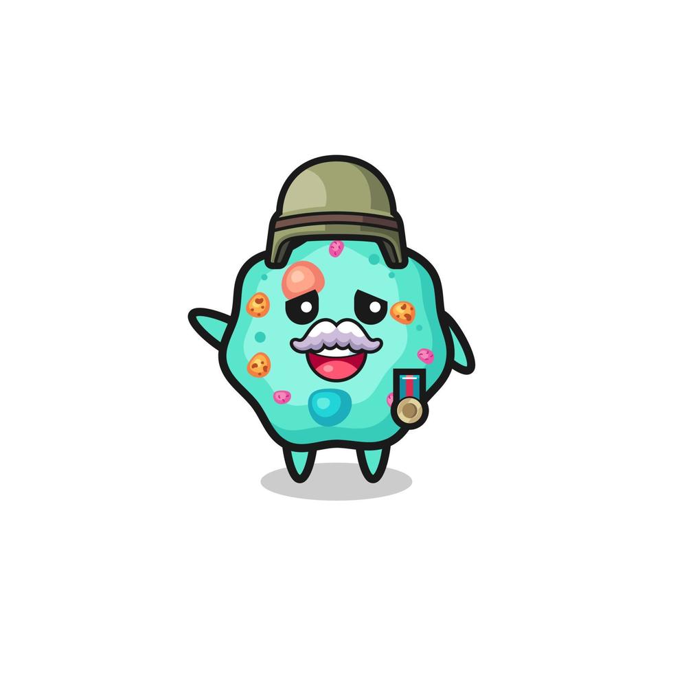 cute amoeba as veteran cartoon vector