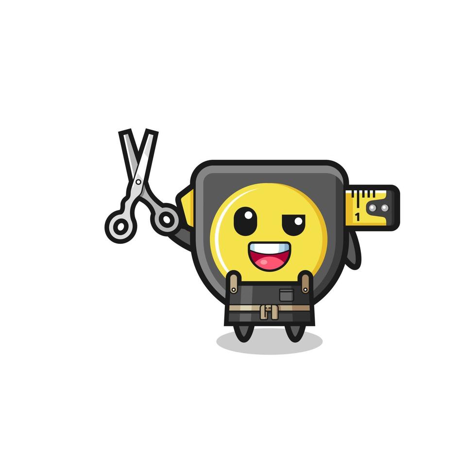 tape measure character as barbershop mascot vector