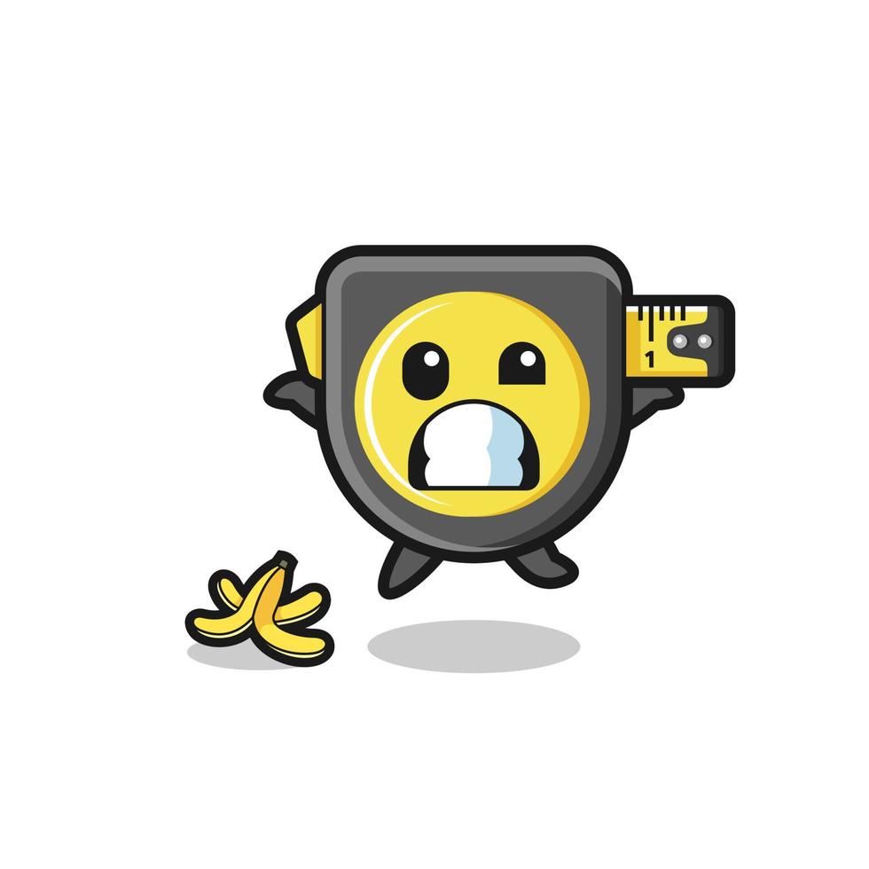 tape measure cartoon is slip on a banana peel vector