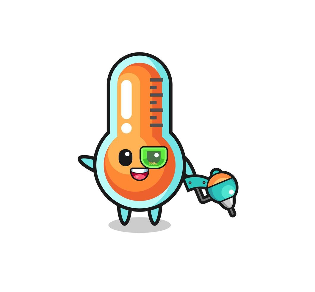 thermometer cartoon as future warrior mascot vector