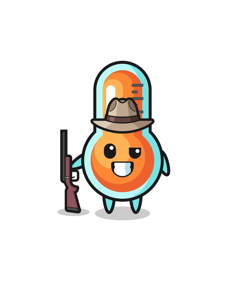 thermometer hunter mascot holding a gun vector