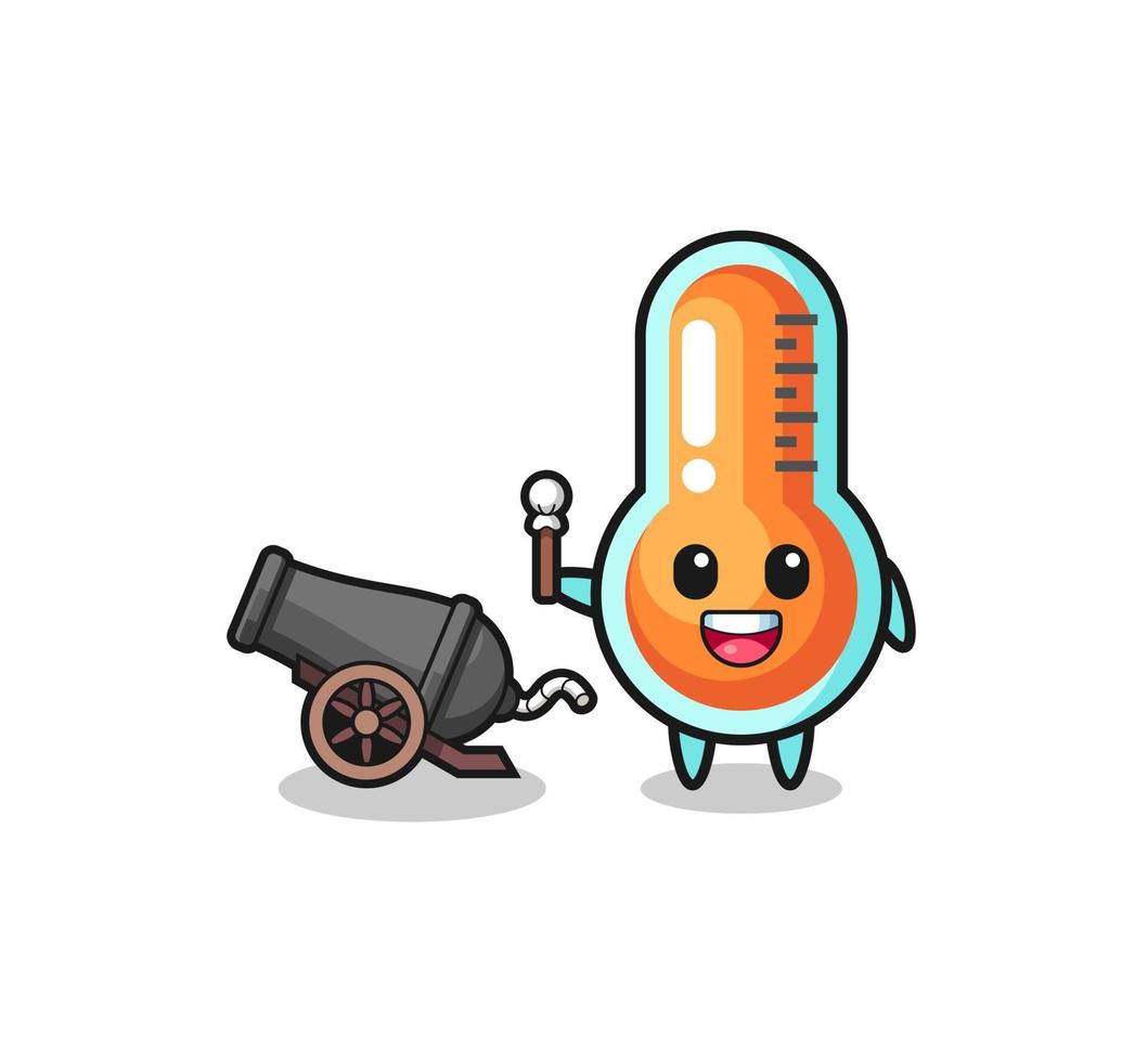 cute thermometer shoot using cannon vector