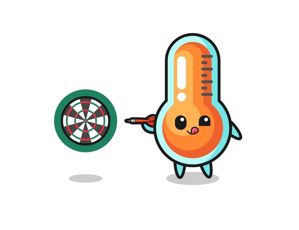 cute thermometer is playing dart vector