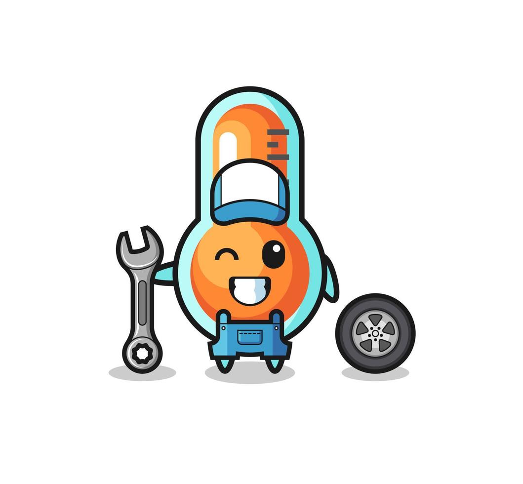 the thermometer character as a mechanic mascot vector
