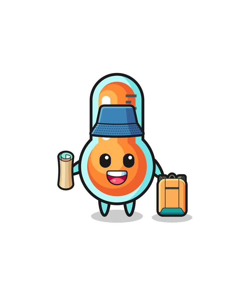 thermometer mascot character as hiker vector