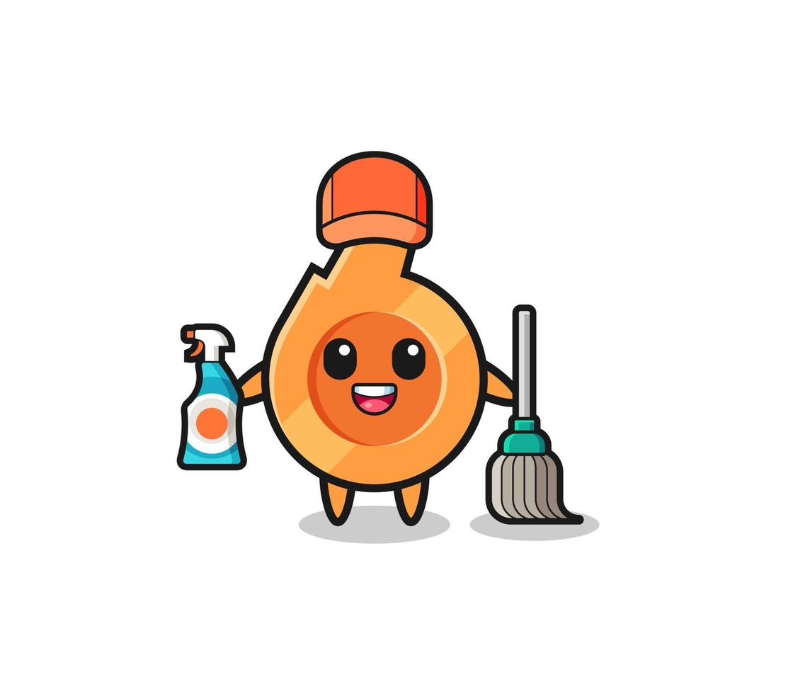 cute whistle character as cleaning services mascot vector