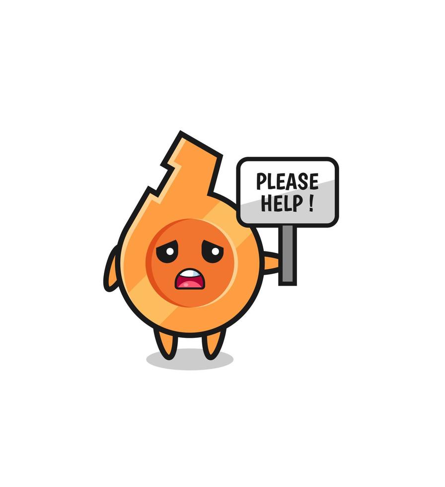 cute whistle hold the please help banner vector