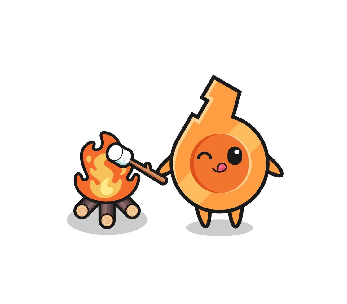 whistle character is burning marshmallow vector