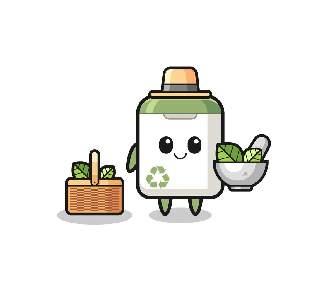 trash can herbalist cute cartoon vector