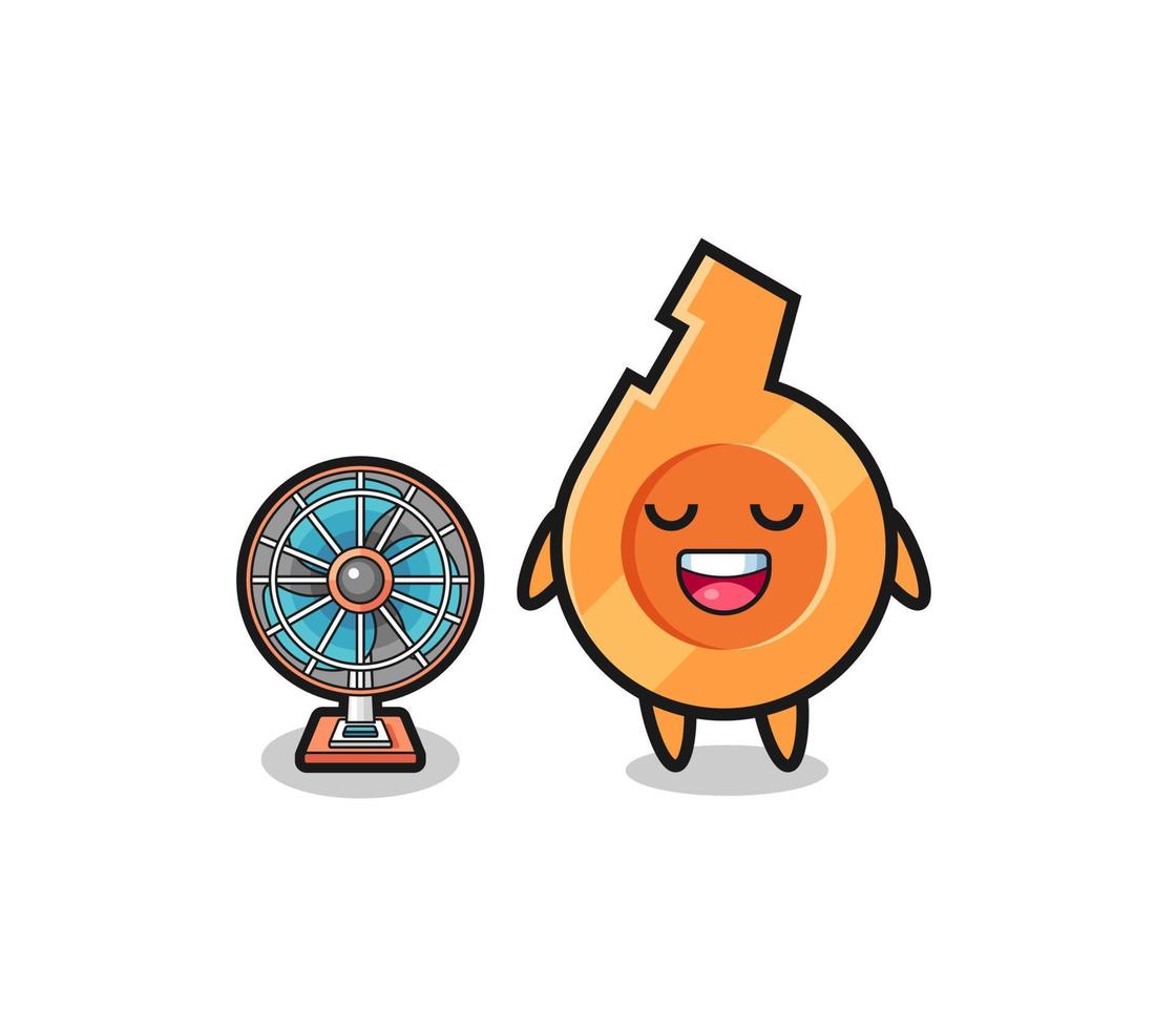 cute whistle is standing in front of the fan vector