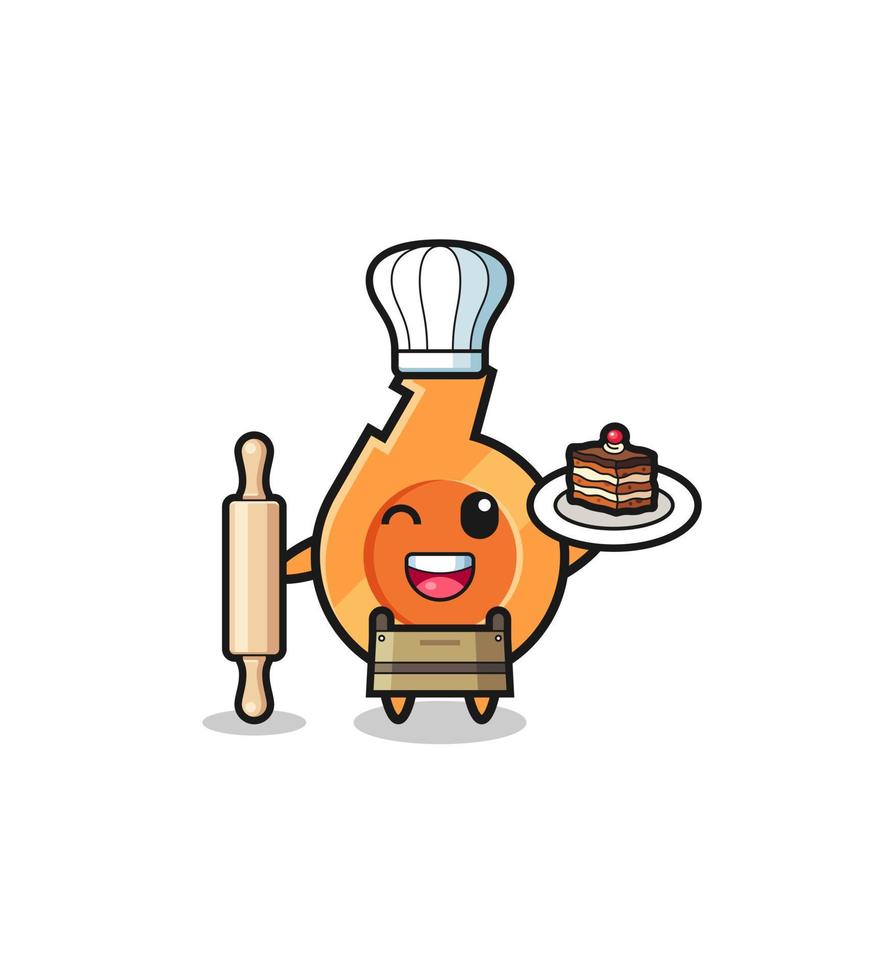 whistle as pastry chef mascot hold rolling pin vector