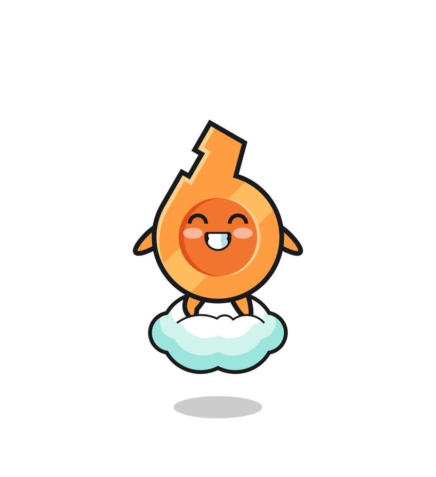 cute whistle illustration riding a floating cloud vector