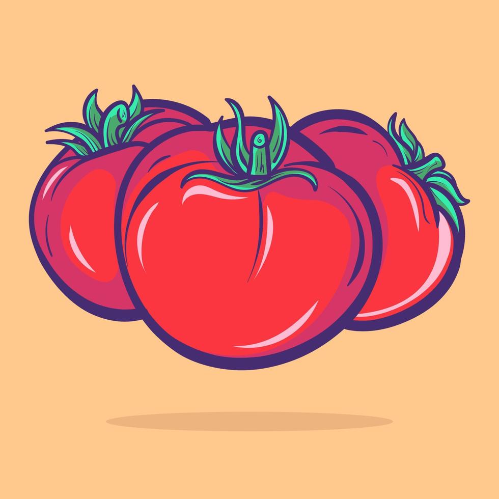 ilustración de icono de dibujos animados de tomate. estilo de dibujos animados plana. concepto de icono de comida aislado. icono vector
