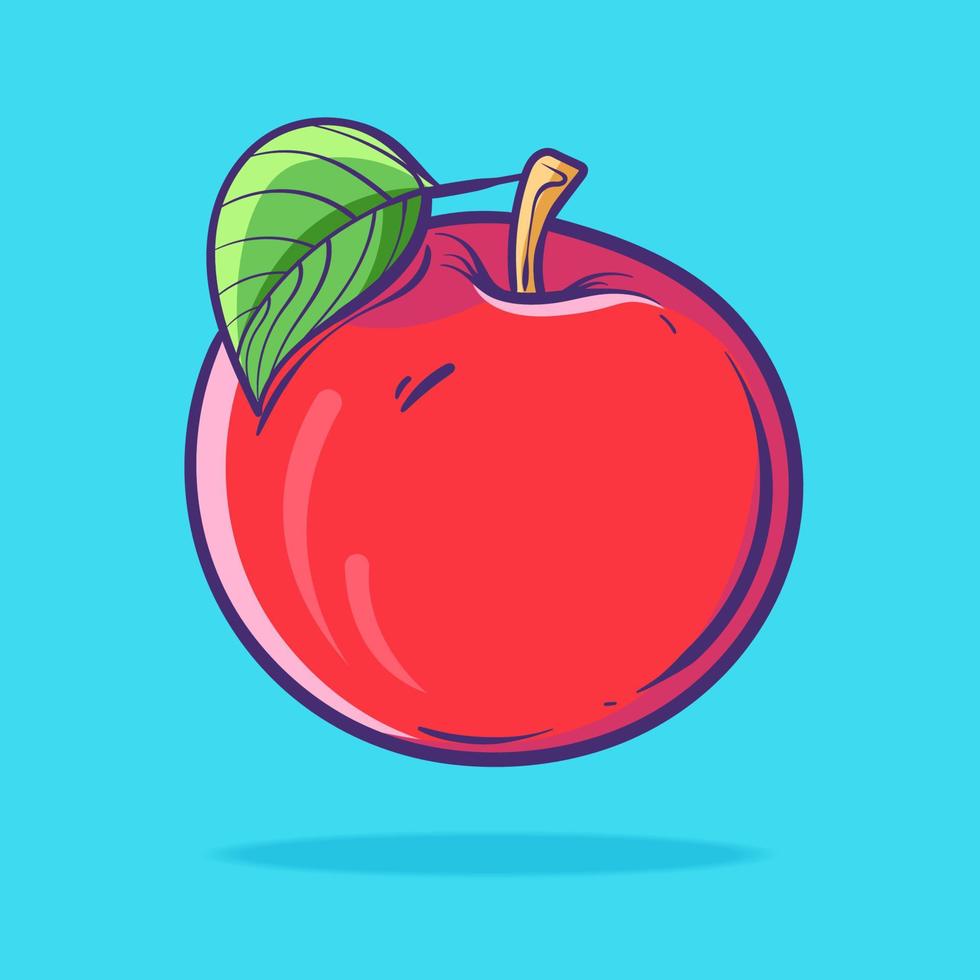 Apple fruit cartoon icon illustration. flat cartoon style. food fruit icon concept isolated. icon vector