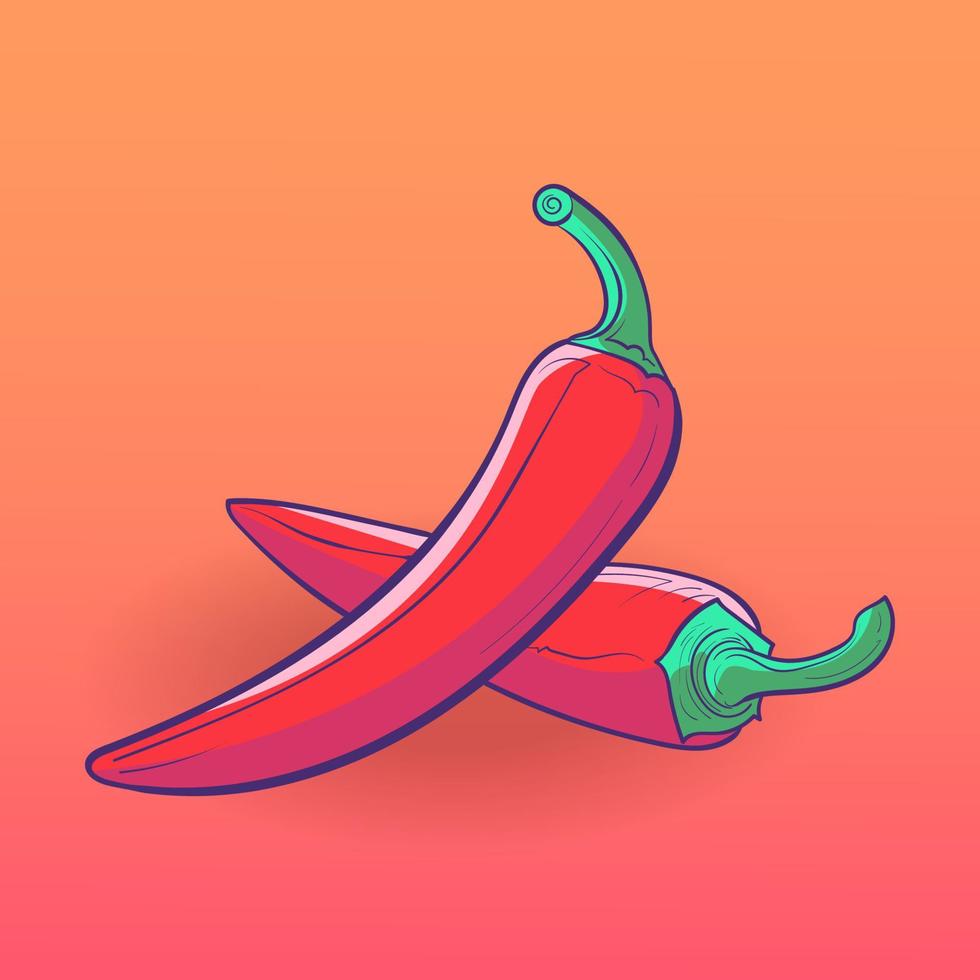 red chilli cartoon icon illustration. flat cartoon style. food icon concept isolated. icon vector