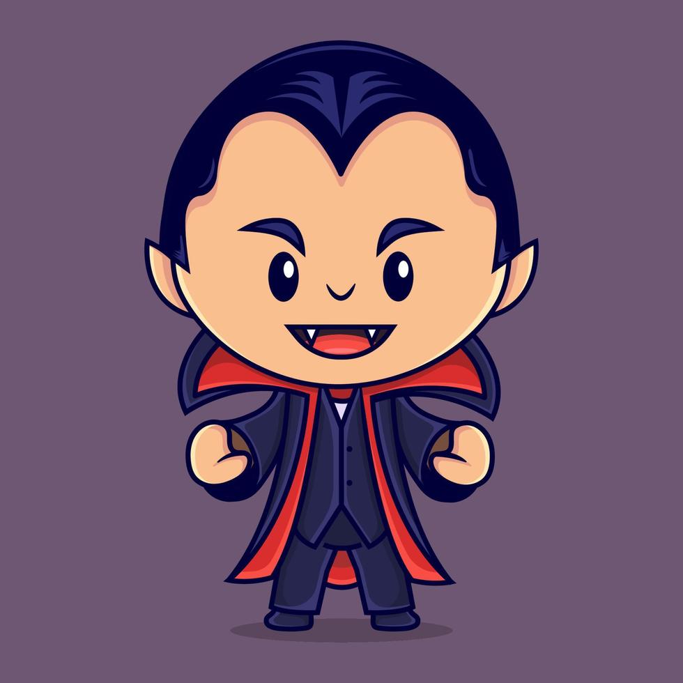 Cute dracula halloween character mascot costume with isolated background. vector