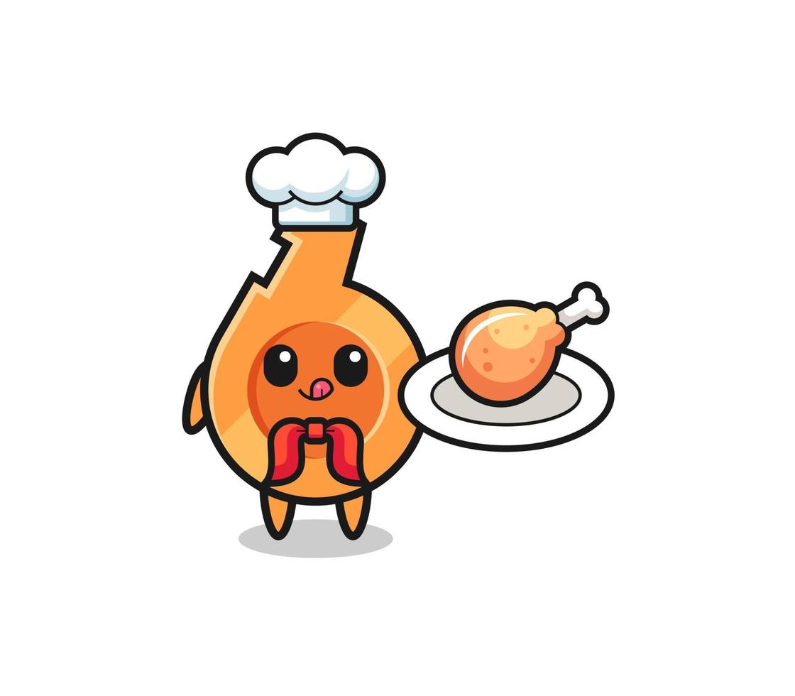silbato pollo frito chef personaje de dibujos animados vector