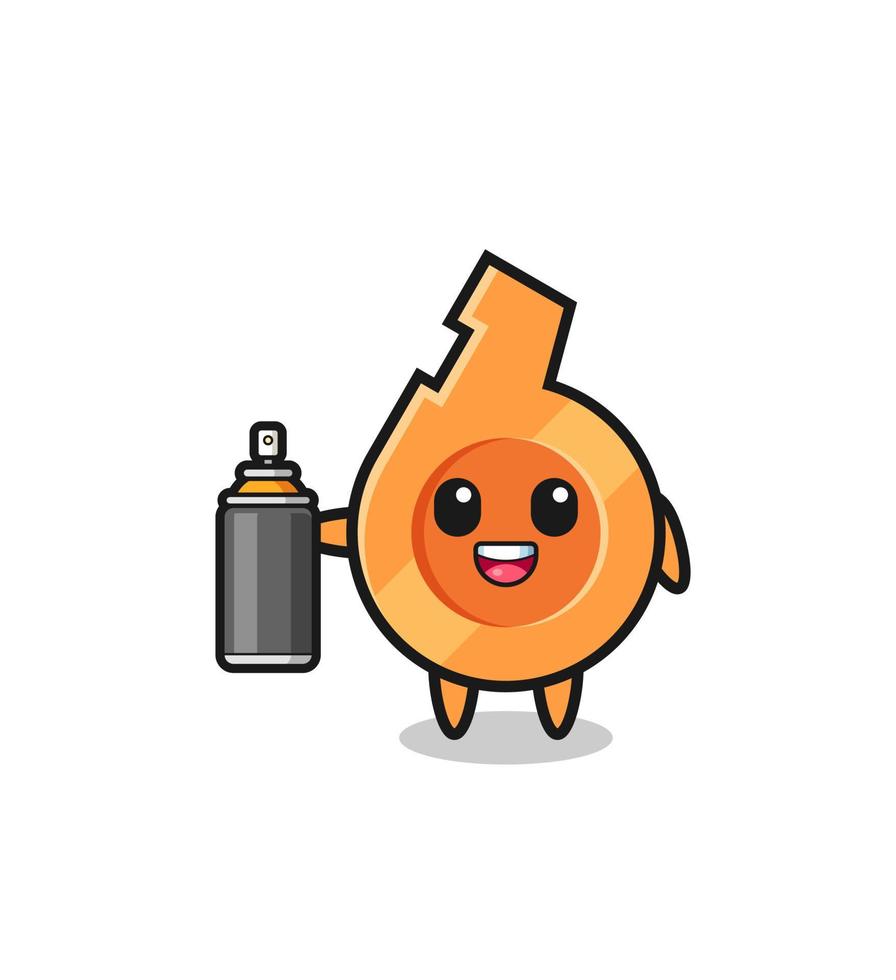 the cute whistle as a graffiti bomber vector