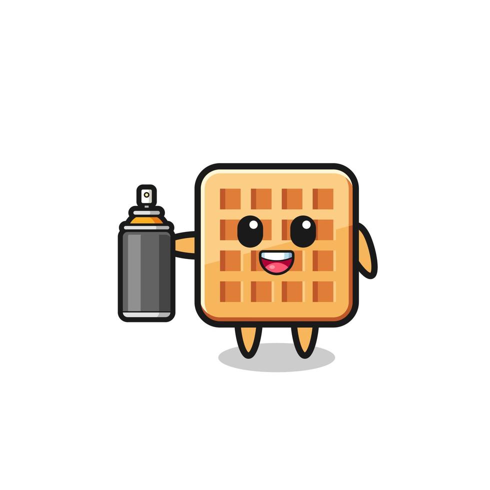 the cute waffle as a graffiti bomber vector