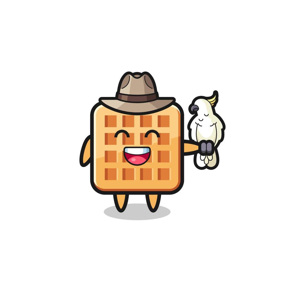 waffle zookeeper mascot with a parrot vector
