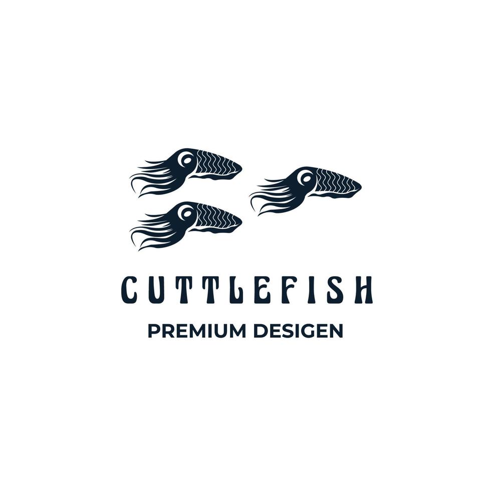 cuttlefish vintage logo minimalist icon illustration design at aquarium vector