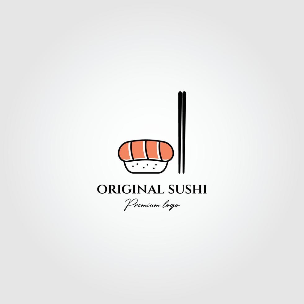 sushi japonés creativo arte de línea tradicional logotipo minimalista diseño de ilustración vectorial creativo vector