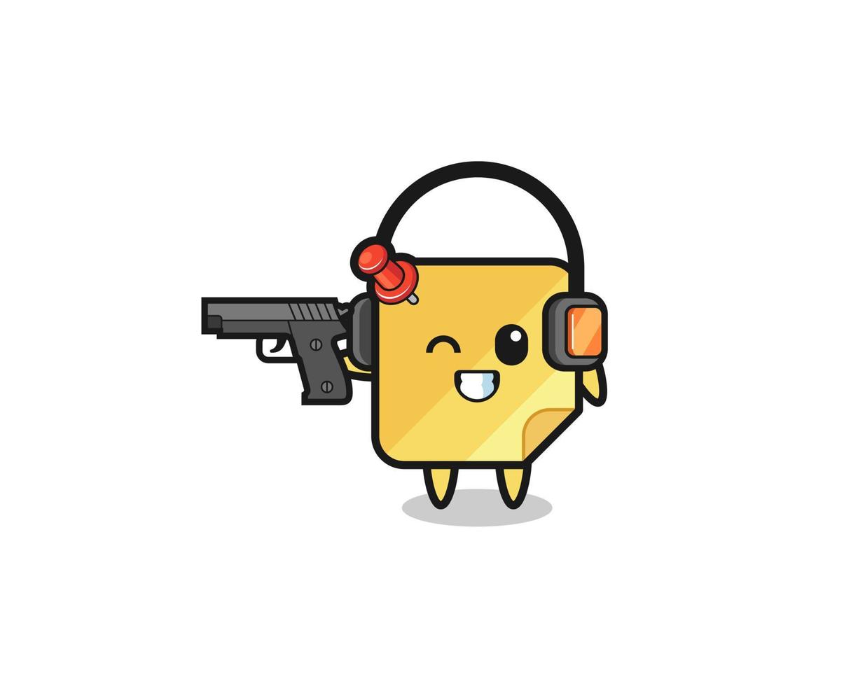 illustration of sticky notes cartoon doing shooting range vector