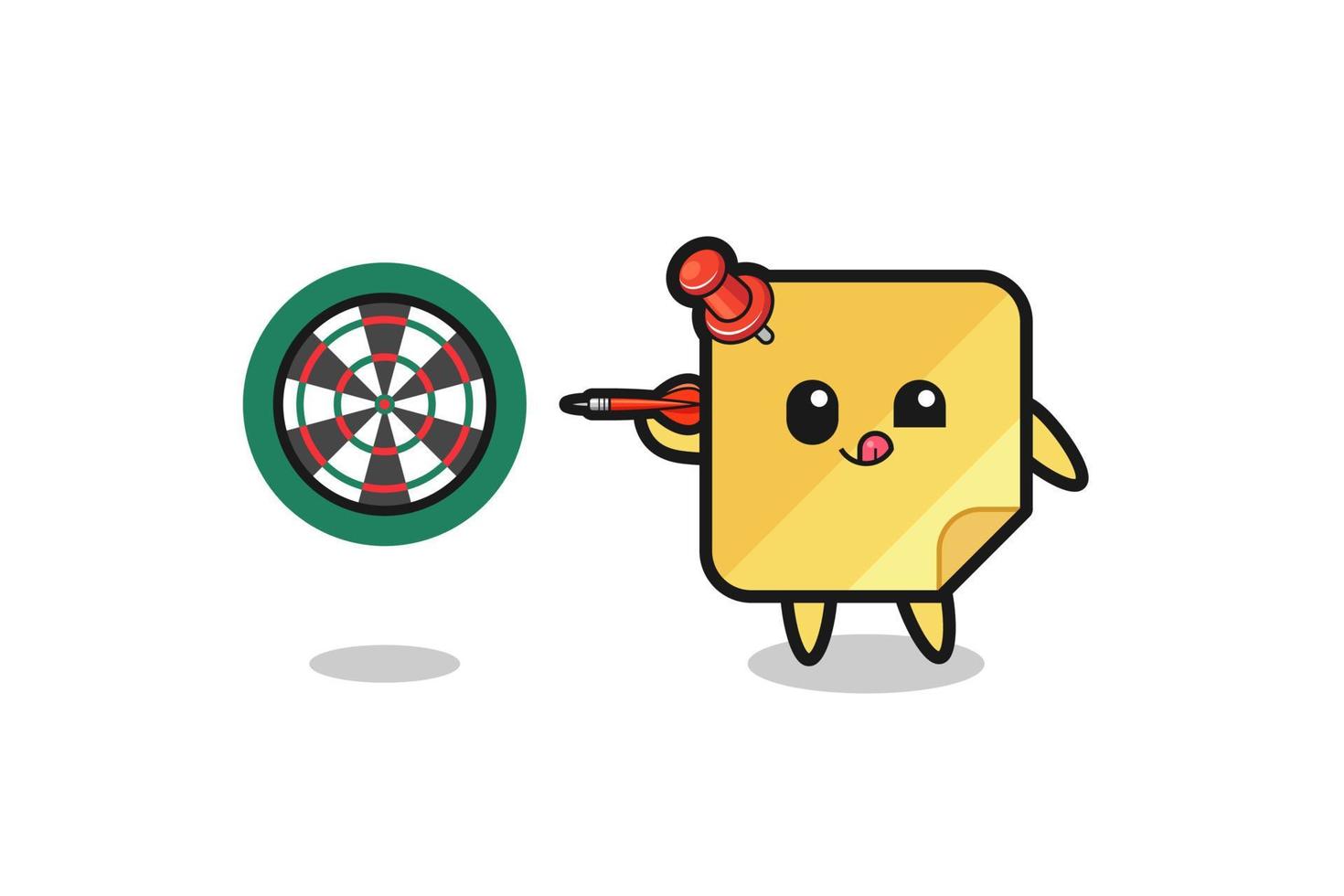 cute sticky notes is playing dart vector