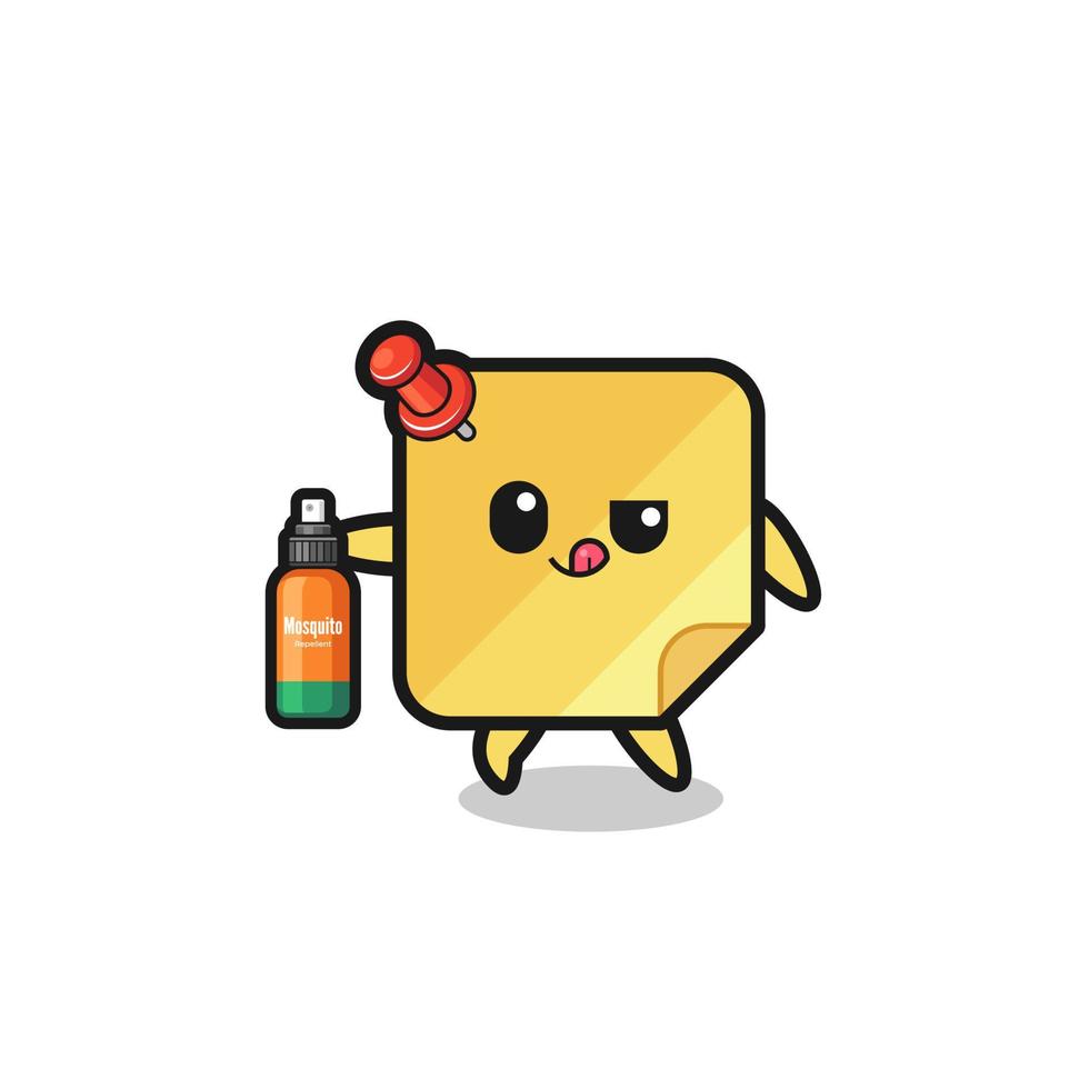 cute sticky notes holding mosquito repellent vector
