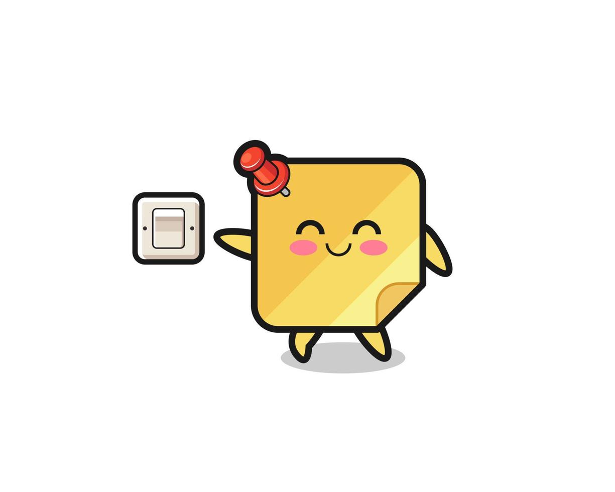 cartoon sticky notes is turning off light vector