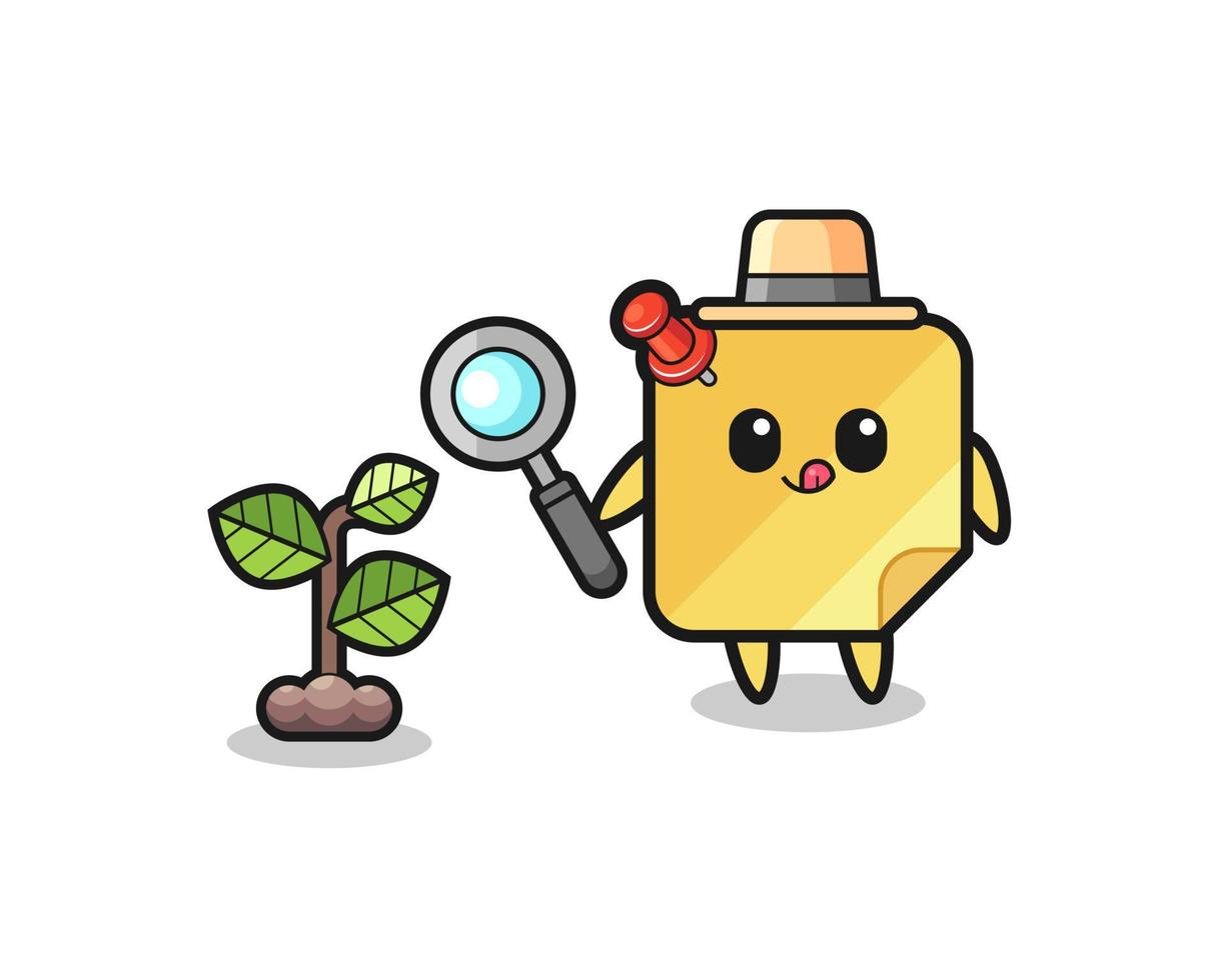 cute sticky notes herbalist researching a plants vector