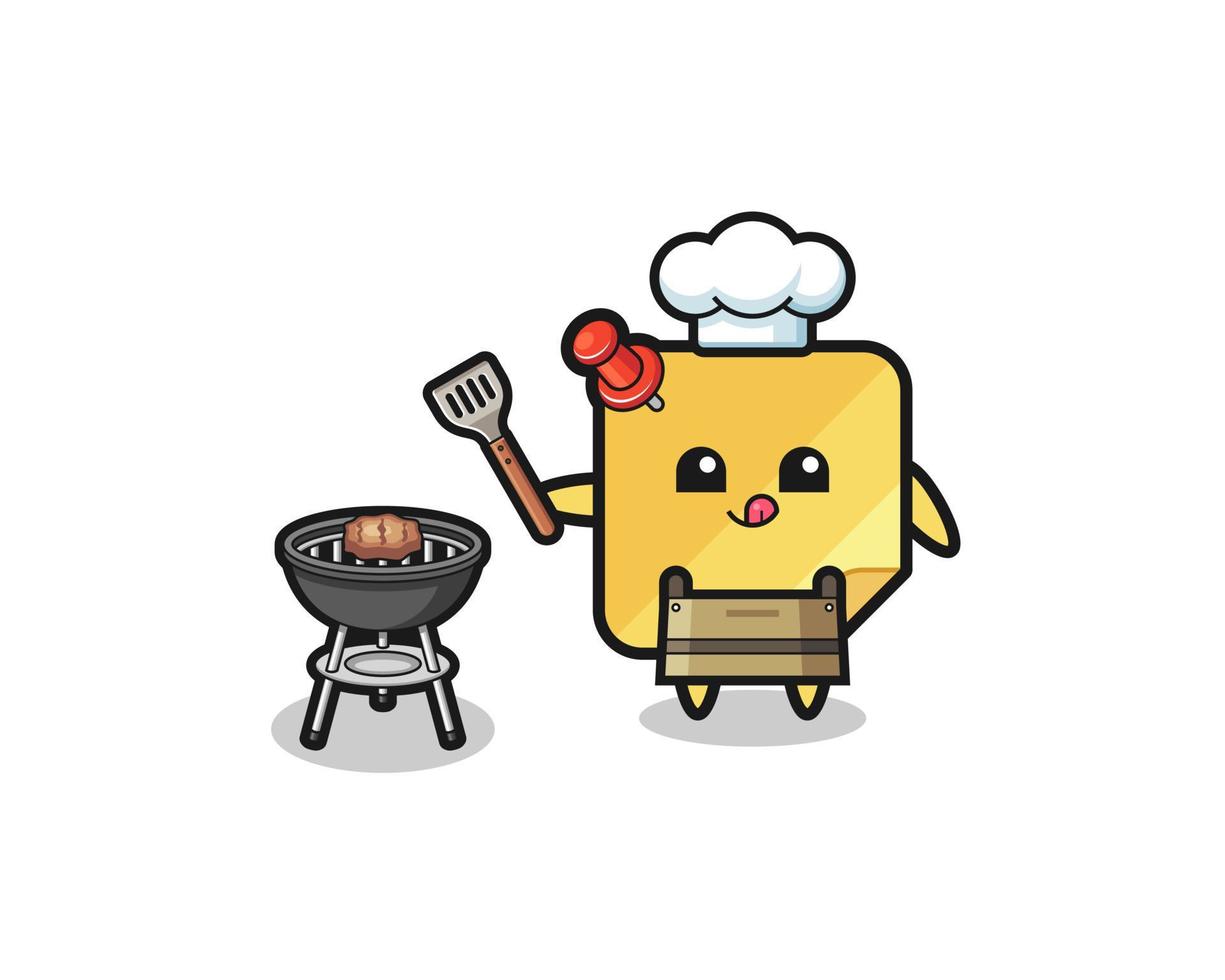 sticky notes barbeque chef with a grill vector