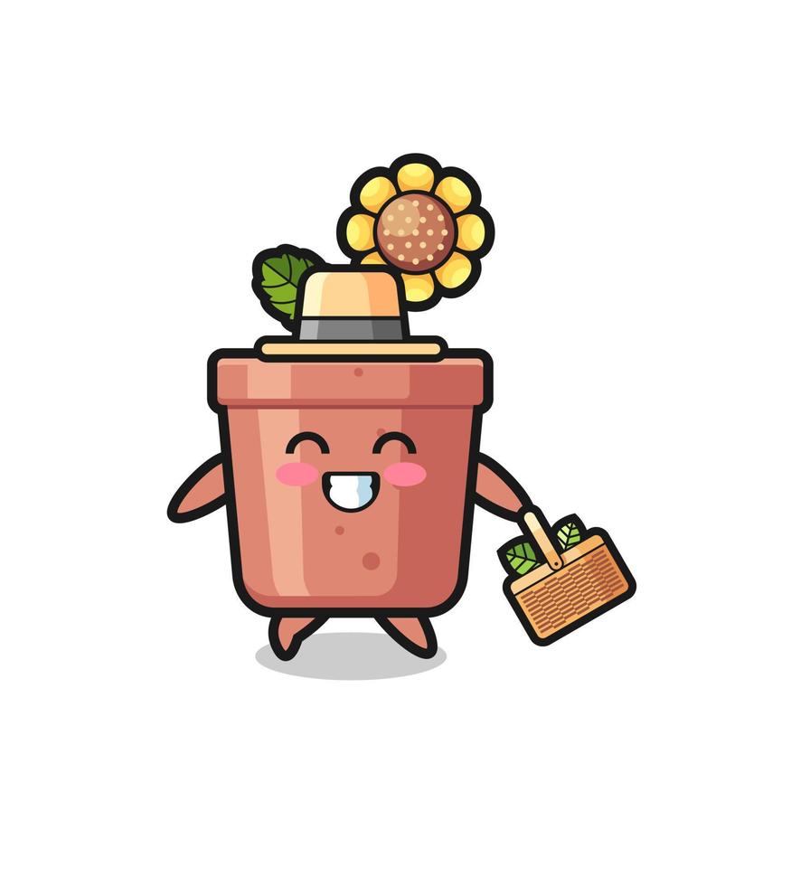 sunflower pot herbalist character searching a herbal vector