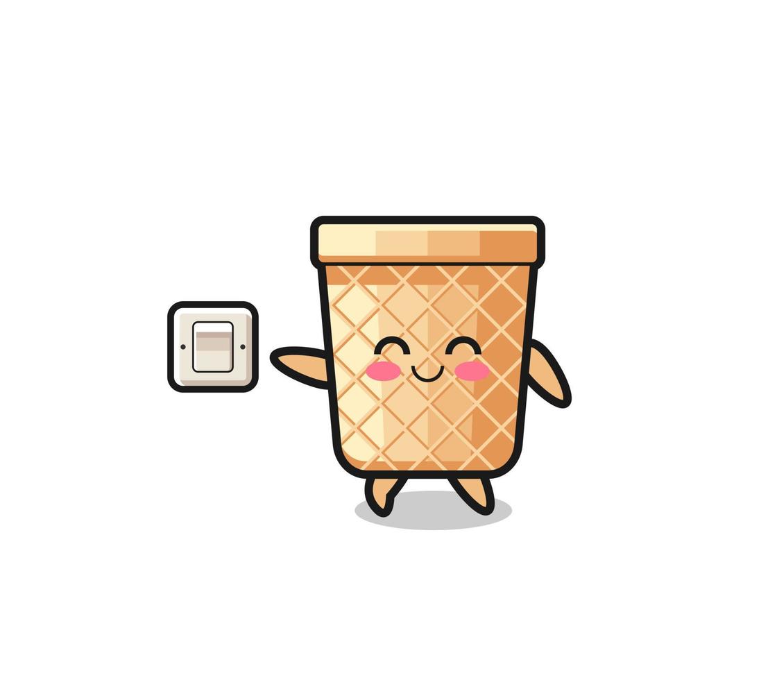 cartoon waffle cone is turning off light vector