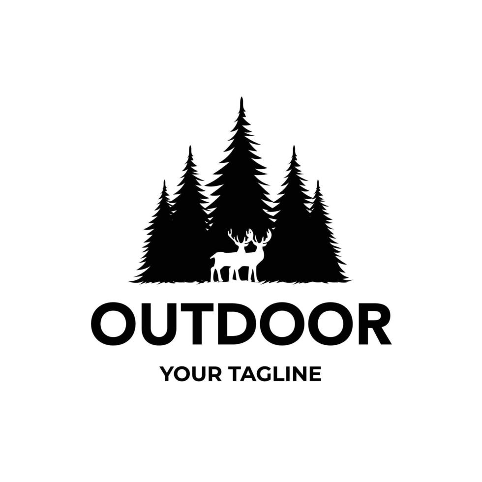 outdoor adventure line art minimalist logo vector illustration design