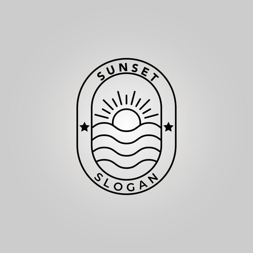 sunset line art icon logo  vector minimalist illustration design