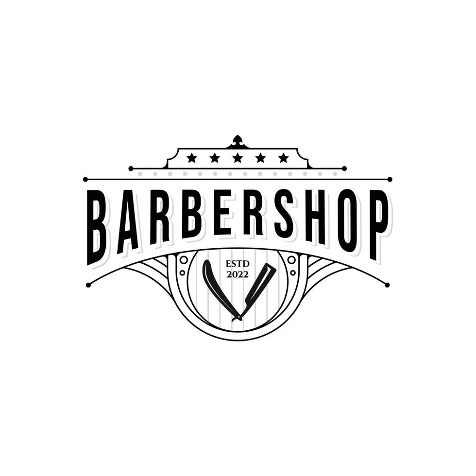 diseño creativo de barbería logotipo vintage ilustración minimalista calidad premium vector