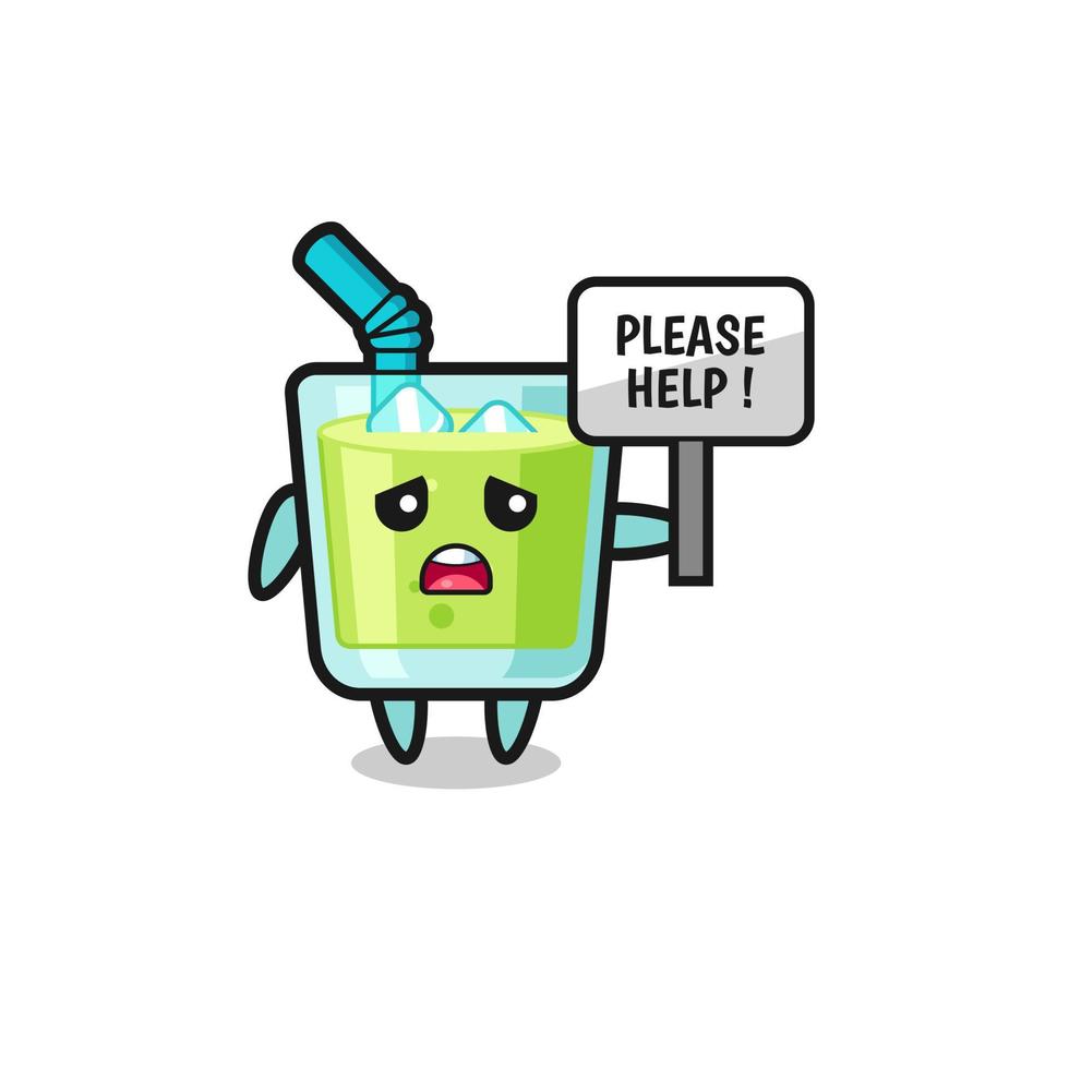 cute melon juice hold the please help banner vector