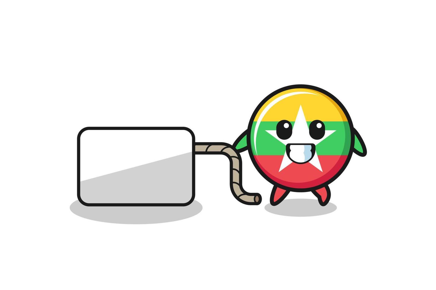 myanmar flag cartoon is pulling a banner vector