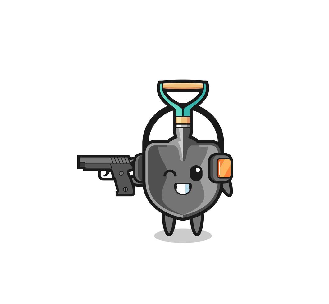 illustration of shovel cartoon doing shooting range vector