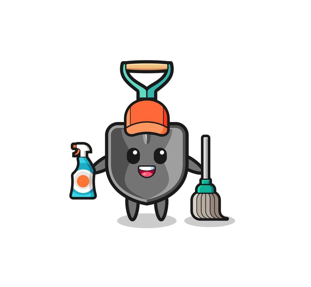 lindo personaje de pala como mascota de los servicios de limpieza vector