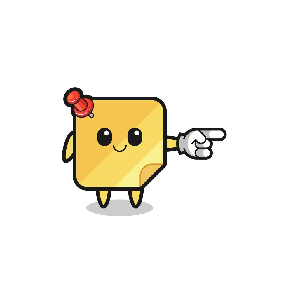 sticky notes mascot with pointing right gesture vector