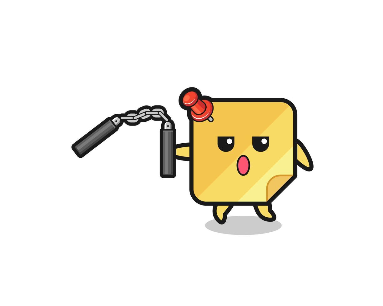 cartoon of sticky notes using nunchaku vector