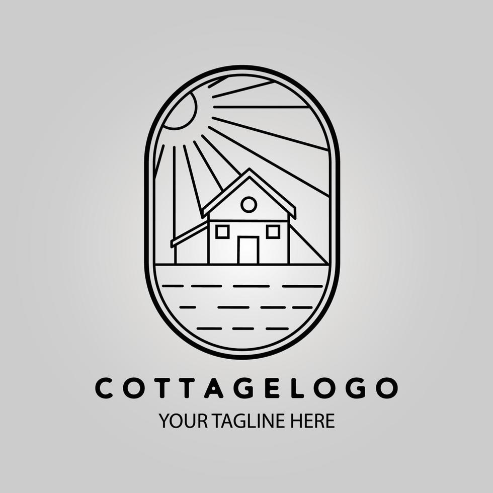 cottage line art logo icon minimalist illustration vector design