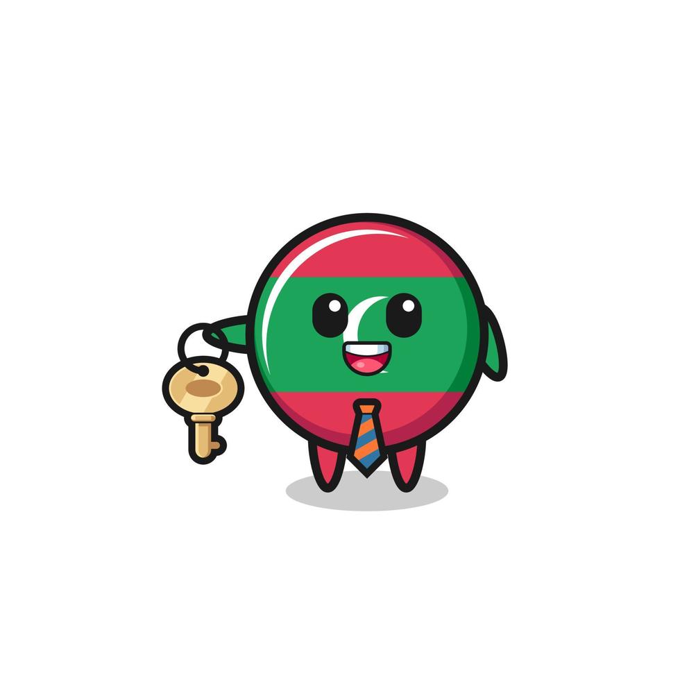 cute maldives flag as a real estate agent mascot vector