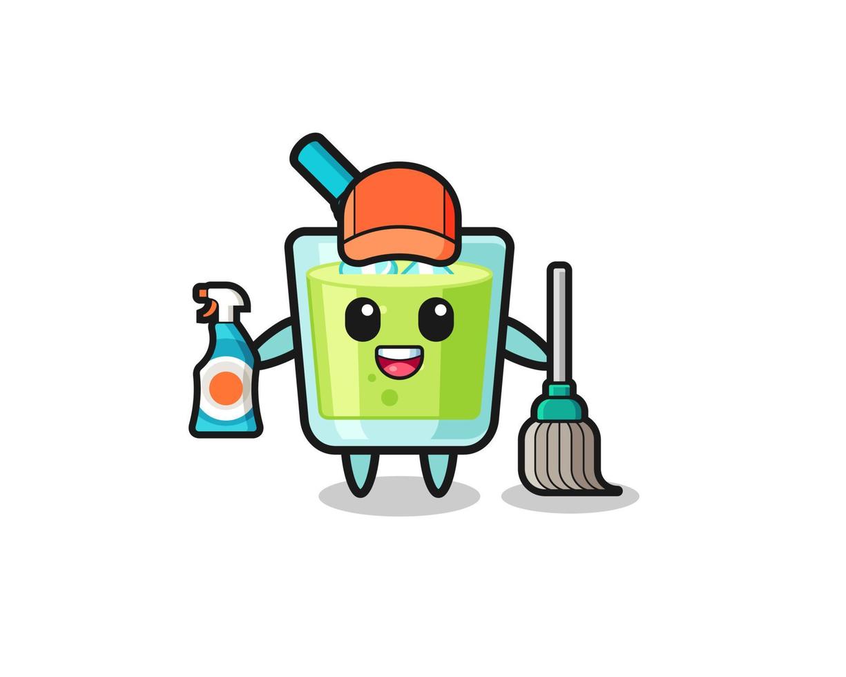 cute melon juice character as cleaning services mascot vector