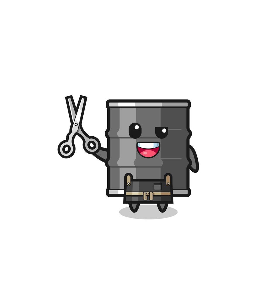 oil drum character as barbershop mascot vector