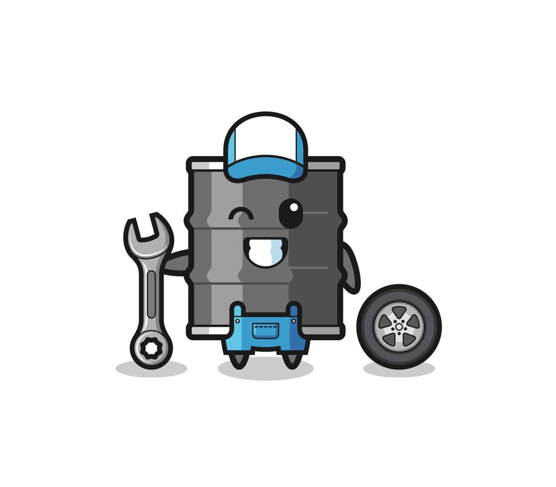 the oil drum character as a mechanic mascot vector